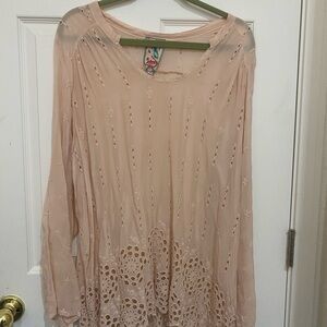 Johnny Was Blush Eyelet Embroidered Tunic